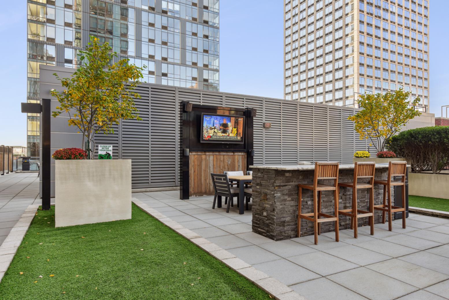 Rooftop seating and TV