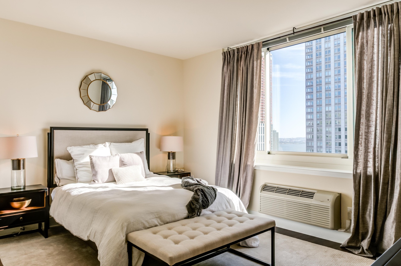 Spacious bedroom with window view
