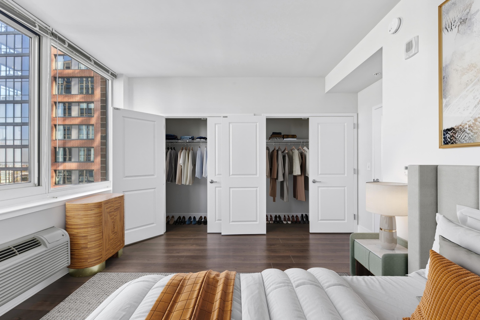 Bedroom with two closets